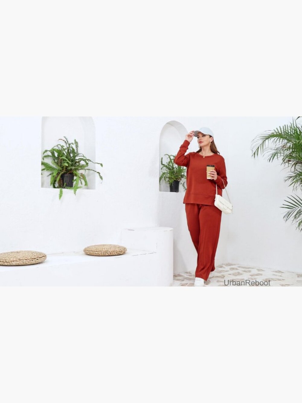 Women's 2 Piece Lounge Set Sweatshirt Wide Leg Tracksuit Casual Travel Outfits - Picture 7 of 7